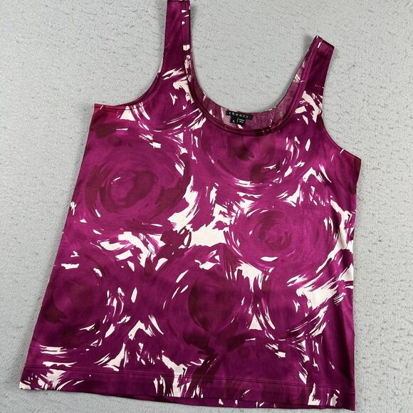 Theory Silk Blend Purple Floral Sleeveless Tank Top Women’s Size Small - Picture 8 of 16